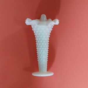 White Hobnail Glass Vase